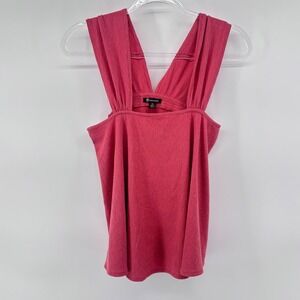 Versona Pink Sleeveless Top Wide Strap V-Neck Casual Blouse Ladies Size M
